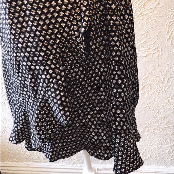 Banana Republic Black Ruffle Hem Print Wrap Dress - Picture 10 of 16